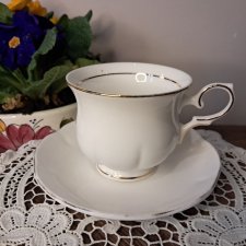Cambridge Garden Collection fine bone china filiżanka 180ml i spodek biała ze złoceniami