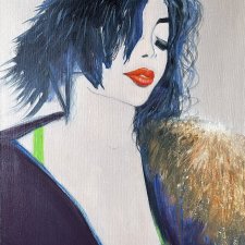 Portret mistycznej kobiety, obraz olejny, 50x40 cm, płótno