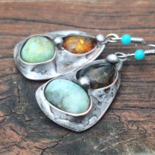 Amberki i chryzoprazy  - kolczyki