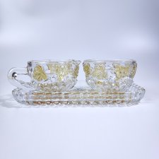 Walther Glas "Weinlaub" – zestaw vintage z RFN, tacka + cukierniczka + mlecznik