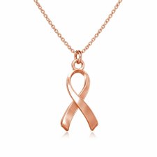 HOPE RIBBON- naszyjnik różowe złoto 18K  symbol walki z rakiem
