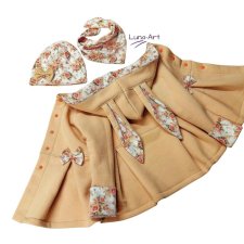 Komplet płaszczyk z uszami oraz czapka i chustka r.80/86