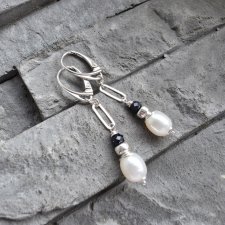 Perły i szafiry - srebrne kolczyki