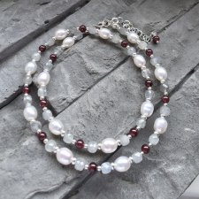 Naszyjnik perły, labradoryty, granaty