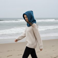 Ręcznie robiona balaclava kapturokomin czapka bawełna i merynos