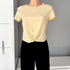 H&M S bluzka top z ozdobnym węzłem 100% bawełna