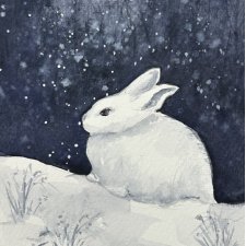 Obraz Króliczek w lesie, original akwarela 24*16 cm