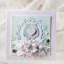 Kartka z rękawiczkami i sercem na walentynki