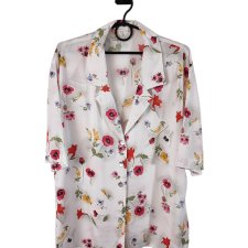 Bluzka vintage w kwiaty XL – wiskoza, oversize, romantyczny stylu