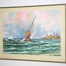 Statek obraz akwarela '97