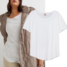 H&M BASICS biały T-shirt damski bawełna modal 42 XL Hv162