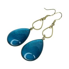 Złocone kolczyki w perłowym odcieniu turkusu e77/14