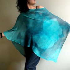Ponczo lniane, unikatowa dzianina lniana ręcznie barwiona, Szal lniany, narzutka len VEGAN brownie by Tati