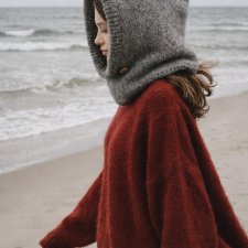 Ręcznie robiona balaclava miękki kapturokomin czapka z alpaką