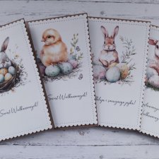 Zestaw 4 kartek wielkanocnych z życzeniami "Pastelowy"