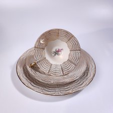 Trio porcelanowe Bavaria złocone geometryczne lata 50/60i