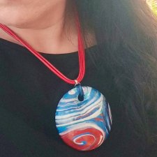 Unikalny naszyjnik "Błękitna Galaktyka" – rękodzieło, glina polimerowa