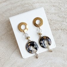 Kolczyki koty z kwiatami z żywicy