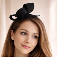 Czarny fascynator opaska elegancka kokardka