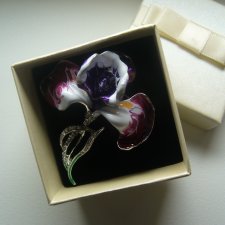 PIĘKNA EMALIOWANA BROSZKA ZAWIESZKA IRYS