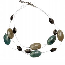 Naszyjnik kolia trzyrzędowy kolory ziemi