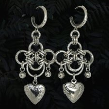 Kolczyki chainmaille z otwierane serduszka gothic punk vampire witchy
