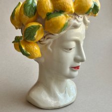 Sicilian Moorish Head with Lemon Wreath - Made in Italy ❤ Duża donica ❤