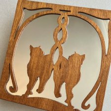 Vintage Cat Love Wood Mirror ❤ Lustro 30cm. ❤ Wyjątkowe!