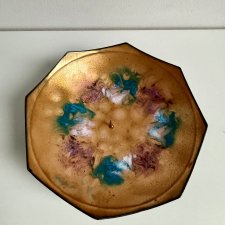 Swiecznik miedziany Emaliowany Vintage