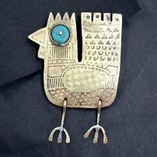 Złoty kogut- broszka w stylu folkowym