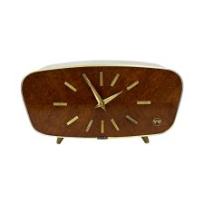 Zegar Kominkowy Weimar Fornir Orzechowy, Lata 60., RFN, Mid-Century Modern