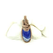 Wisiorek z niebieskim agatem wire wrapping