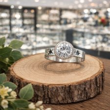 Srebrny 925 pierścionek z cyrkonią i gwiazdami