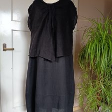 Letnia,czarna sukienka 100% len Metka