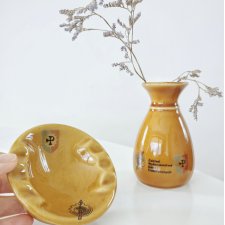 Komplet wazonik i popielniczka PRL z logo