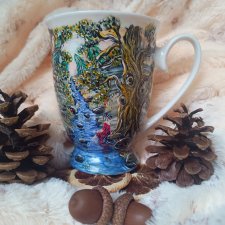 ,,Odpoczynek,, Ręcznie malowany kubek 300 ml.