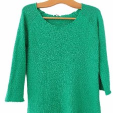 Sweter vintage ciepła zieleń Carla F rękaw 3/4