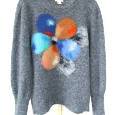 klasyczny szary ciepły sweter L z wełną moher