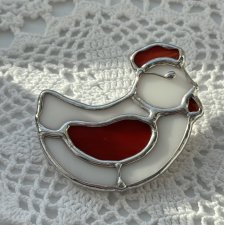 Broszka witrażowa "Kurka" w stylu rustykalnym