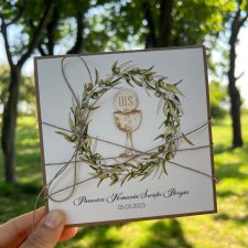 Kartka komunijna personalizowana pamiątka komunii z życzeniami