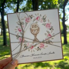Kartka komunijna personalizowana pamiątka komunii z życzeniami