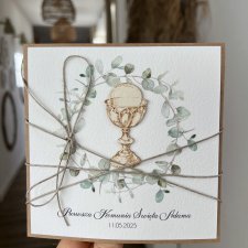 Kartka komunijna personalizowana pamiątka komunii z życzeniami