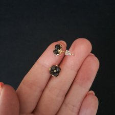 Delikatne Kolczyki Sztyfty - Obsydian Złocisty