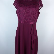 Miusol szyfonowa sukienka z koronką do kolan / L