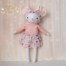 Myszka Kasia w kwiatowej spódniczce, przytulanka, prezent GOTOWA