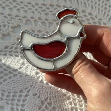 Broszka witrażowa "Kurka" w stylu rustykalnym Witraż w stylu Tiffany