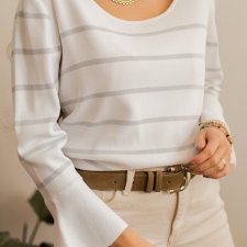 sweterek w szare paski L