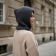 Miękka ciepła balaclava kominiarka kaptur czapka alpaka merino ręczna robota