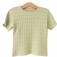 Dzianinowa bluzka vintage z wełną T-shirt wełniany