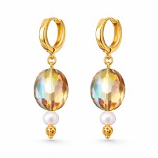 kolczyki CRYSTAL GOLD srebro złocone i perły